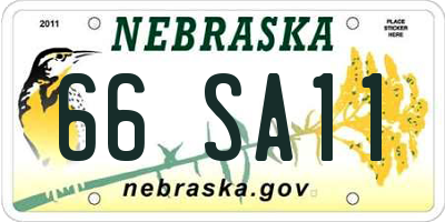 NE license plate 66SA11