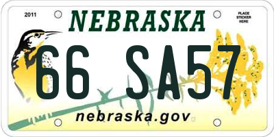 NE license plate 66SA57
