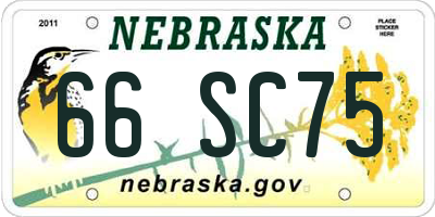 NE license plate 66SC75
