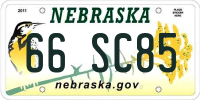 NE license plate 66SC85