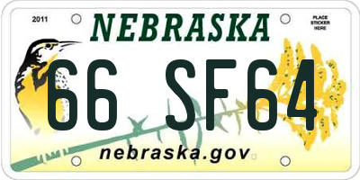 NE license plate 66SF64
