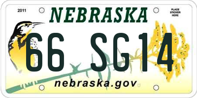 NE license plate 66SG14