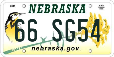 NE license plate 66SG54