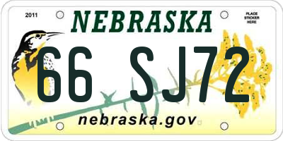 NE license plate 66SJ72