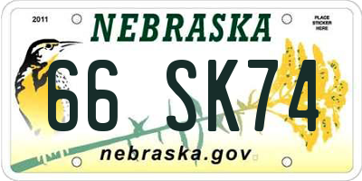 NE license plate 66SK74