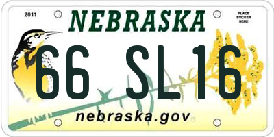 NE license plate 66SL16