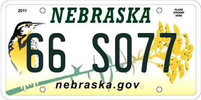NE license plate 66SO77