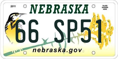 NE license plate 66SP51