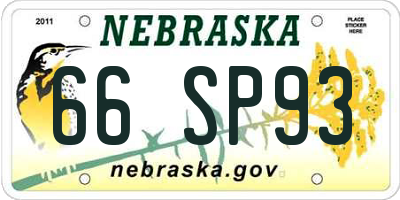 NE license plate 66SP93