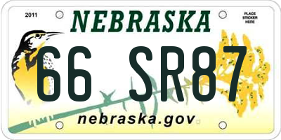 NE license plate 66SR87