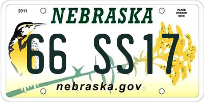 NE license plate 66SS17