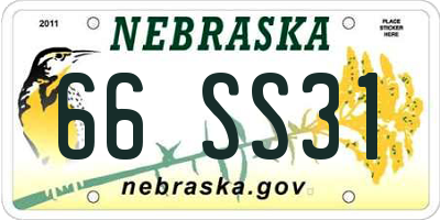 NE license plate 66SS31