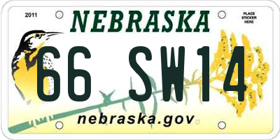 NE license plate 66SW14
