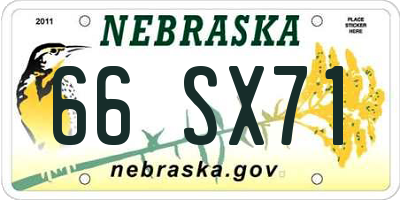 NE license plate 66SX71