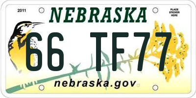NE license plate 66TF77