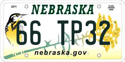 NE license plate 66TP32