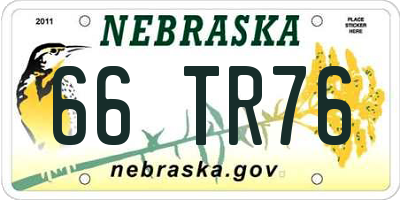 NE license plate 66TR76