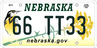 NE license plate 66TT33