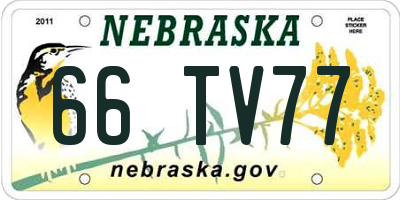 NE license plate 66TV77