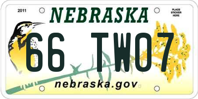 NE license plate 66TW07