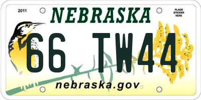 NE license plate 66TW44