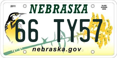 NE license plate 66TY57