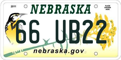 NE license plate 66UB22