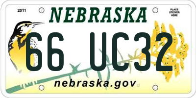 NE license plate 66UC32