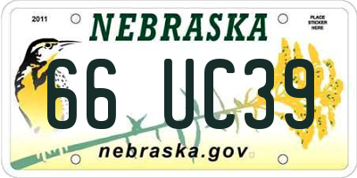 NE license plate 66UC39