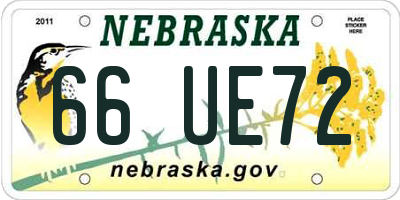 NE license plate 66UE72