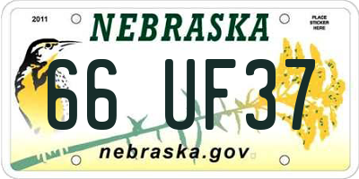 NE license plate 66UF37