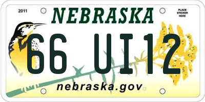 NE license plate 66UI12