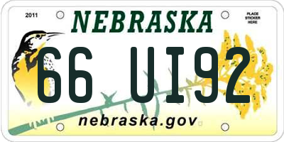 NE license plate 66UI92