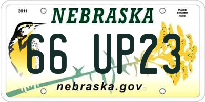 NE license plate 66UP23