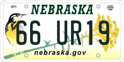 NE license plate 66UR19