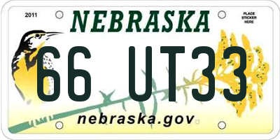 NE license plate 66UT33