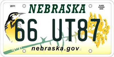 NE license plate 66UT87