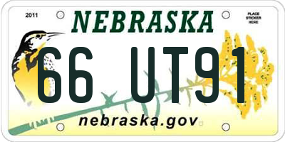 NE license plate 66UT91