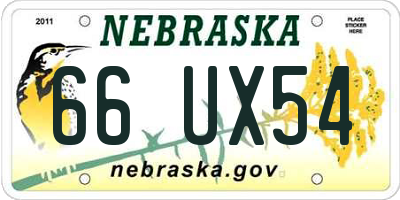 NE license plate 66UX54