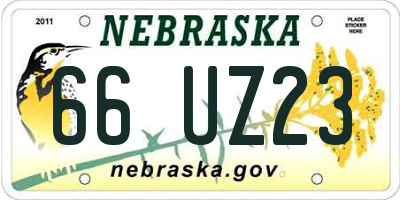 NE license plate 66UZ23