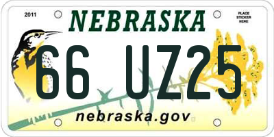 NE license plate 66UZ25