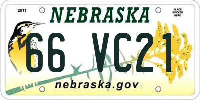 NE license plate 66VC21