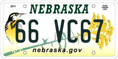 NE license plate 66VC67