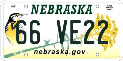 NE license plate 66VE22