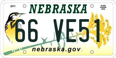 NE license plate 66VE51
