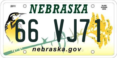 NE license plate 66VJ71