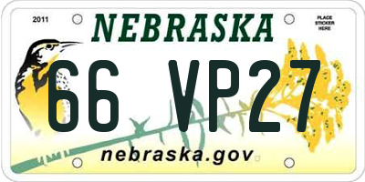 NE license plate 66VP27
