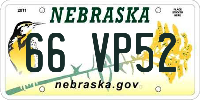 NE license plate 66VP52