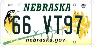 NE license plate 66VT97