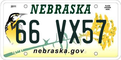 NE license plate 66VX57
